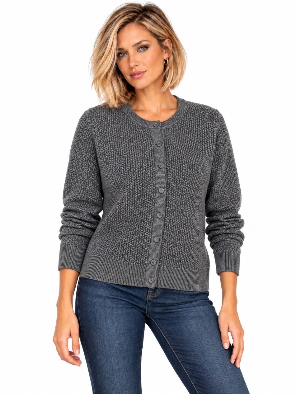 Patagonia Recycled Cashmere Cardigan Gray Pointelle Knit Sweater M